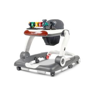 Music and Lights Baby Walker with Wheels, 6 in 1 Baby Activity Center w/Ergonomic backrest Design, Baby Walkers for Boys w/Foot Pads, Music Bouncer Walkers for Boys Girls Babies 6-18 Months, D Grey (B-Deep Grey)