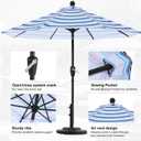 ABCCANOPY 9FT Patio Umbrella - Outdoor Waterproof Table Umbrella with Push Button Tilt and Crank, 8 Ribs UV Protection Pool Umbrella for Garden, Lawn, Deck & Backyard (Navy Blue Stripes)