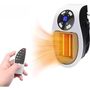 Portable Plug in Heater, 500W Small Electric Heater with Overheat Protection, Adjustable Electronic Thermostat, Precise LED Display Wall Outlet Space Heaters for Indoor Use - Office and Bedroom, etc
