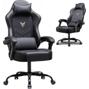 GTPLAYER Gaming Chair, Recliner Chair with Headrest & Lumbar Support, Linkage Armrest, Ergonomic Gaming Chair, High Back Office Home, Black