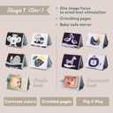 A Set of 2 Tummy Time Toys High Contrast Book Crinkle Books for Babies Infant Tummy-time Soft Crinkle Activity Book with Huge Baby Safe Mirror, 3D Activities, Textures and a Soft Baby Teether