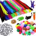 862 Pieces Art & Craft Supplies Set DIY Activities & Parties Pipe Cleaners Craft Set 200 Pcs Pipe Cleaners 454 Pcs Pom Poms 208 Pcs Wiggle Eyes Self Adhesive