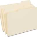 Staples Reinforced File Folders, Legal Size, 1/3Cut Tabs, Assorted Positions, Manila, HeavyDuty Paper Stock, 100/Pack