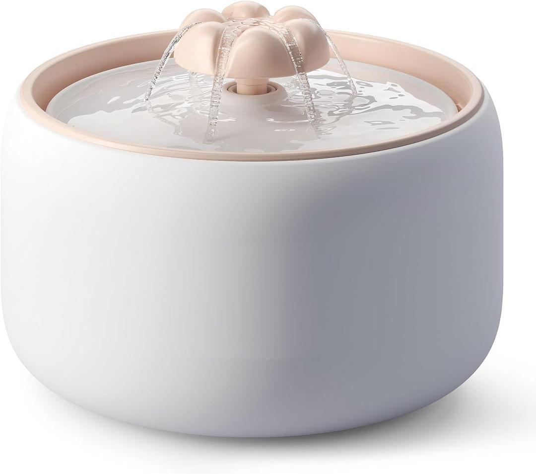 WOPET Ceramic Cat Water Fountain W03 Lite3L/101oz Ceramic Pet FountainAutomatic Water Fountain for Cats & Dogs, Fashion Cat Fountain with Ultra-Quiet Pump and Filter & Sponge White Orange