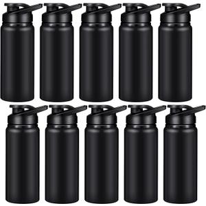 CHENGU Water Bottle Bulk 20 oz Aluminum Reusable Bottles Lightweight Snap Lid Water Cups Easy Carry Leak Proof Travel Tumbler for Gym Sports Camping Hiking Fishing (Black)