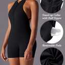 SEAUR One Piece Workout Jumpsuits for Women Backless Tummy Control Sleeveless Jumpsuits Scrunch Yoga Romper (Black) Small