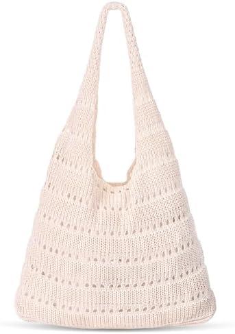Sightor Crochet Tote Bag, Mesh Beach Bag Knit Summer Hobo Bag Vacation Boho Tote Bag for Women