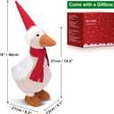 Original Cute Duck Figurine with Santa Hat and Red Scarf for Winter Christmas Decoration, Lovely and Lucky Furry Animal Doll, Come with Giftbox
