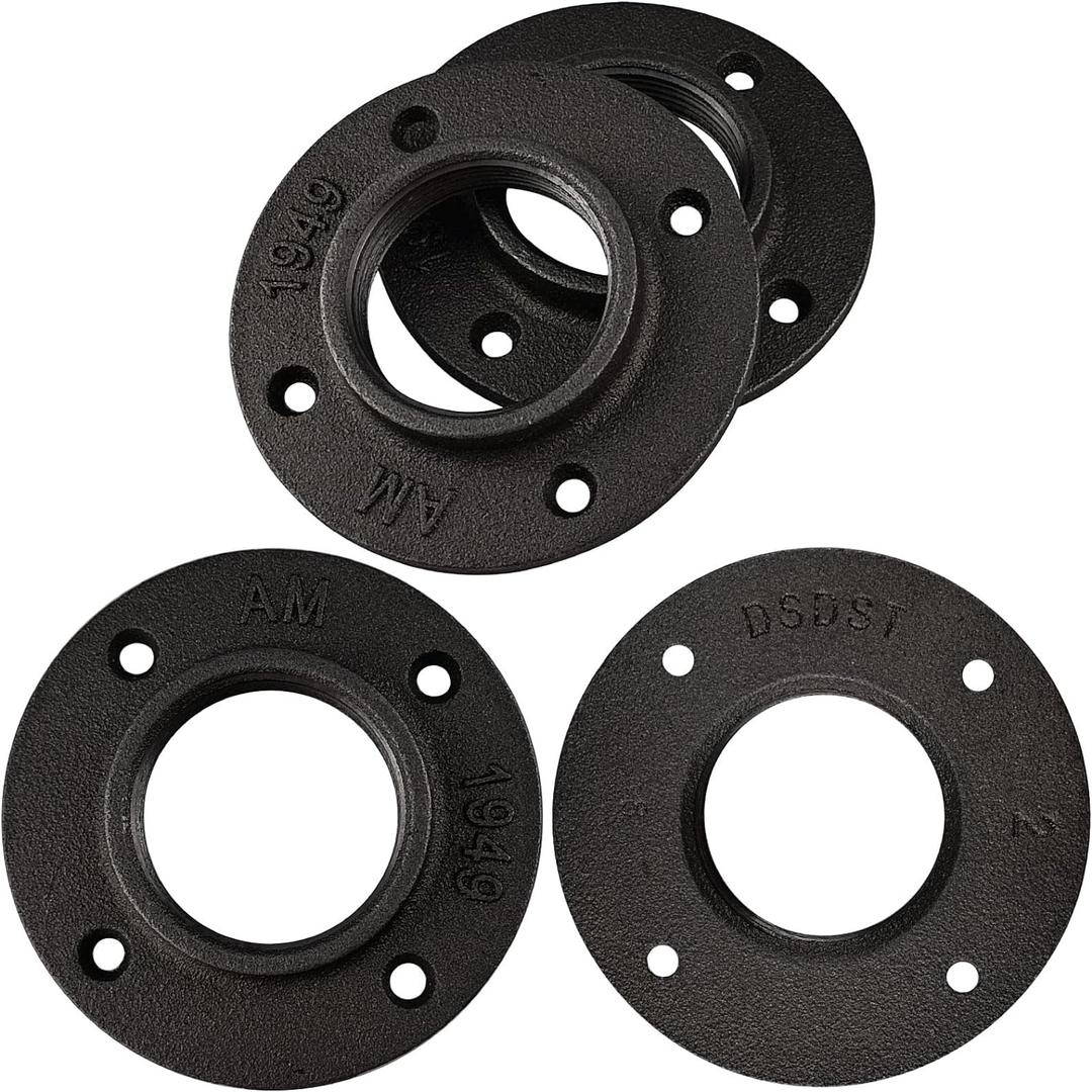 4 Pack of 2" Pipe Flange Malleable Cast Iron Pipe Flanges for DIY Home Furniture Shelving Decoration Industrial