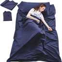 Sleeping Bag Liner Travel Sheets for Hotel Camping Sheets Travel Bed Sheets for Hotel Lightweight Single &Double Compact Sleeping Bag Sack Breathable Travel Sleeping Bag for Hotels Adult Compact Sacks (82.7 X 45 Inch, Dark Blue)