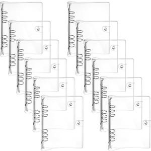 12 Pcs A5 Clear PVC Binder, 6-Ring Soft Notebook Binder Transparent Loose Leaf Binding Covers, Refillable Notebook Round Ring Binder with Snap Button Closure, 9.44" x 7.3"