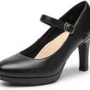 DREAM PAIRS Women's Pumps Close Toe Classic High Heels Round Toe Comfortable Low Platform Mary Jane Dress Shoes, Size: 9.5