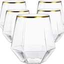 40 count Diamond Unbreakable Stemless Plastic Wine Champagne Whiskey Glasses Elegant Durable Disposable Indoor Outdoor Ideal for Home, Office, Bars, Wedding, 12 Ounce Cups Gold Rim (Gold)