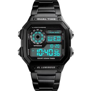 PASOY Men's Digital Sport Watch Dual Time Stopwatch Countdown Timer