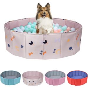 Dog Ball Pit, Foldable Balls Pit for Dogs, Ball Pit for Dog, Balls Pit for All Types of Dogs, Suitable for Indoor and Outdoor Activities (39.37inches in Diameter, No Ball Included) (Medium, Khaki)
