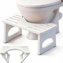 JACNITAD Foldable Toilet Stool, 7 Inch Poop Stool for Bathroom, Bamboo Toilet Stool Squat Adult, Collapsible Squatting Potty Stool with Non-Slip Strip - Improve Squatting Posture and Comfort, White