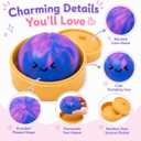 Blue-Pink Tie Dye Dumpling Squishies Toys with Food Steamer,Colorful Squeeze Dough Fidget Sensory Stress Balls,Stretchy Hand Desk Toys for Stress Relief Squishies Dumpling Gifts