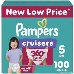 Pampers Diapers - Cruisers 360 - Size 5, 100 Count, Babyproof up to 100% Leakproof Pull-On Diaper Pampers Diapers - Cruisers 360 - Size 5, 100 Count, Babyproof up to 100% Leakproof Pull-On Diaper