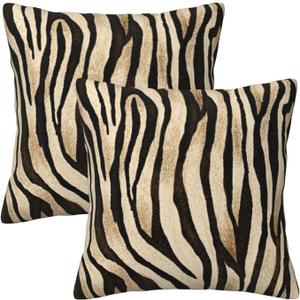 Yinzaishe Animal Tiger Skin Print Black and Gold Throw Pillow Cover 18x18 Inch Set of 2 Home Deco Square Pillow Case Cushion Covers for Bed Sofa Living Room Indoor and Outdoor