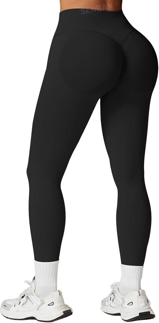 SENBAN Women's High Waisted Leggings Seamless Workout Gym Yoga Pants Tummy Control Smile Contour Activewear Tights