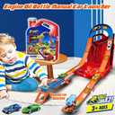 Race Track Toy Car Set with 2 Race Cars,2 in 1 Car Tracks Style with Storage Box,Changeable Tracks Toys Birthday Gifts for Kids 3 4 5 6 7 8+Year Old Boys Girls (Red)