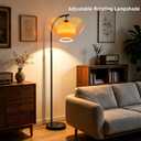Arc Floor Lamp Mid Century Modern Orange Floor Lamp Height Adjustable Globe Glass Standing Lamp with E26 3-Color Temperature Marble Tall Light for Living Room Bedroom Study(Includes Bulb)
