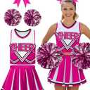 JenPen Women's Cheerleader Costume Halloween High School Cheerleading Outfit Teen Girl Musical Cheer Uniform Hair Bow Pom Pom, L