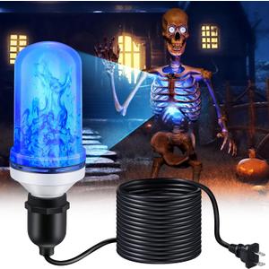 Treela LED Halloween Skeleton Lighting Kit, E26 Base Flame Light With Up Down Effect, Scary Chest Light for Giant Skeleton Decor (Blue)