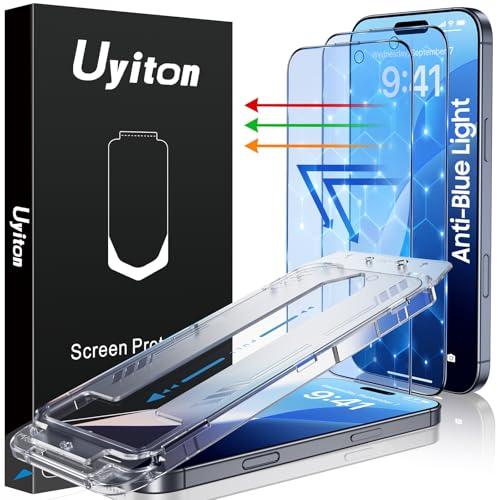 Uyiton Compatible with iPhone 16 Pro Max Screen Protector (Anti-Blue Light) - Shatterproof Full Coverage [Case Friendly] 9H Tempered Glass Screen Protector for iPhone 16 Pro Max, Pack of 2 