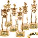 FOIMAS Halloween Best Costume Skeleton Trophy,6 Pack Halloween Skull Costume Contest Awards Gold Bones Game Prize for Kids Adult Halloween Costume Event Trophy School Classroom