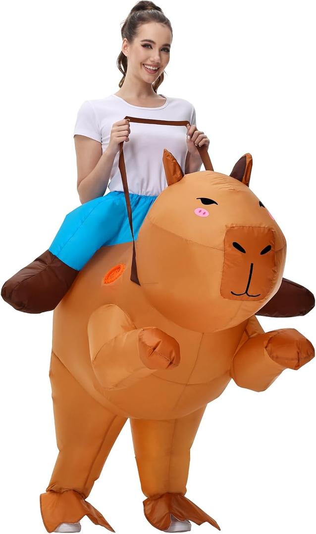 Inflatable Capybara Costume for Adult Blow Up Costumes Halloween Costumes Men Women Funny Ride on Animal Costume for Cosplay Party