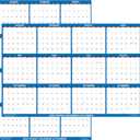 24" x 36" SwiftGlimpse 2025 Wall Calendar Erasable Large Wet & Dry Erase Laminated 12 Month Annual Yearly Wall Planner, Reversible, Horizontal/Vertical, Navy