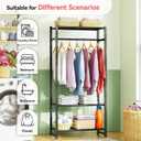 Clothing Rack for Hanging Clothes with 3 Shelves for Luggage Box Storage, Freestanding Mini Garment Rack 30" x 12" x 62",Black