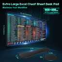 Excel Cheat Sheet Desk Pad Set, 3-Piece Office Shortcut Mouse Pad with Keyboard Wrist Rest & Mouse Wrist Rest, Excel Word PowerPoint Windows Shortcut Mat for Accountants, Students, Carbon Black