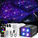 Car Starlight Headliner Kit, 4 Colors 32W Twinkle & Meteor Fiber Optic Ceiling Lights, 2 in 1 Light Engine 1200pcs*0.03in*13.1ft+240 RGBW Shooting Stars Lights for Car Roof Dcor