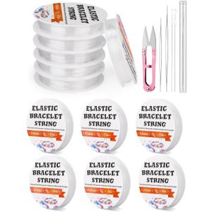 JUPEAN 6 Sizes Stretchy Bracelet String Elastic String for Bracelet Making Jewelry Making Supplies Easy to Knot with Jewelry Making Supplies Beading Needles and Container for Storage