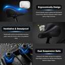 Oversized Bike Seat, Comfortable Bike Seat - Universal Replacement Bicycle Saddle - Waterproof Leather Bicycle Seat with Extra Padded Memory Foam - Bicycle Seat for Men/Women