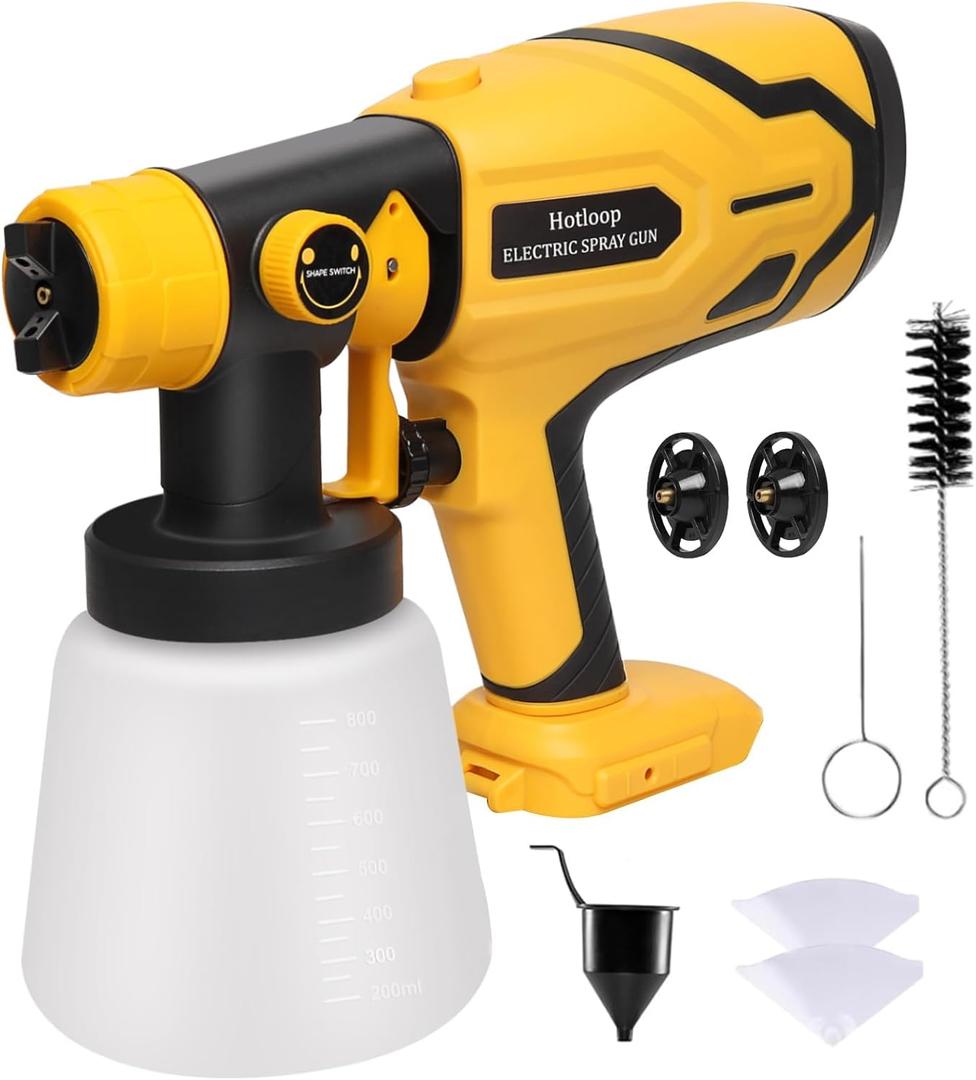 Cordless Paint Sprayer for DEWALT 20V Battery (Battery NOT Included), Cordless Paint Sprayers for Home Interior and Exterior, House Painting Stain Sprayer for Fence, Furniture, Cabinets, Walls, etc. (YELLOW)
