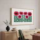 Framed Floral Wall Art for Bedroom, Large Pink Flower Canvas Artwork for Living Room Walls, Minimalist Botanical Picture Print for Nursery Playroom Dining Room Kitchen Hallway Wall Decor, 24x36 Inch