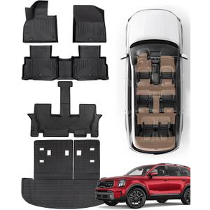 CreekT for Kia Telluride Floor Mats 2025 2024 2023 2022 2021 2020, Back Seat Cover Protector for Kia Telluride All Weather Floor Liners Backrest Cargo Trunk Mat for Telluride 7/8 Seat Accessories