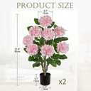 3FT Pink Hydrangea Artificial Flowers Tree 2 Pack Large Real Touch Faux Silk Hydrangea Plants Potted Fake Flower in Black Pot for Home Indoor Outdoor Front Porch Garden Entrance Living Room Decor