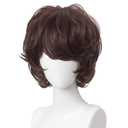 Wiggy Mermaid Short Brown Cosplay Wig Male Men Unisex Hair Wig Fluffy Curly Anime Wigs for Adults with Cap for Halloween Party