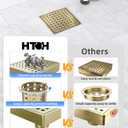 6 Inch Gold Shower Drain, Modern 304 Stainless Steel Square Shower Drain for Bathroom, Brushed Gold Shower Floor Drain with Grate Removable, Hair Strainer