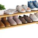 BMOSU 2-Tier Bamboo Extended Shoe Rack Premium Stackable Shoe Shelf Storage Organizer for Hallway Closet Living Room Entryway Organizer(Natural)