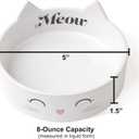 PetRageous 16037 Meow Kitty Dishwasher Safe Stoneware Cat Bowl 5-Inch Diameter 1.5-Inch Tall with 1-Cup Capacity for Cats, White