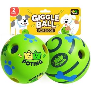 POTING Giggle Ball for Dogs 1 Pack, Interactive Dog Toys, Funny Giggle Sound Toy Ball, Chew Toys for Large Medium Small Dogs, Fun Giggle Sounds Attract Attention When Rolled or Shaken - 3.14 inch