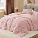 BEDELITE Fleece King Comforter Set -Super Soft & Warm Fluffy Pink Bedding, Luxury Fuzzy Heavy Bed Set for Winter with 2 Pillow Cases