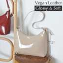 HOXIS Minimalist Faux Patent Leather Shoulder Bag Shiny Women Purse Y2K Style (Nude)
