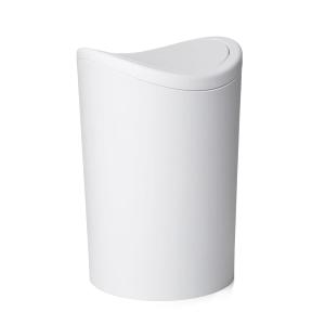 Superio MIni Bathroom Trash Can with Lid, Modern White Mini Waste Bin with Swing Lid (1 1/2 Gallon, 6 Liter) Plastic Garbage Can for Kitchen, Bathroom, Bedroom, Office, Under Desk (1, White)
