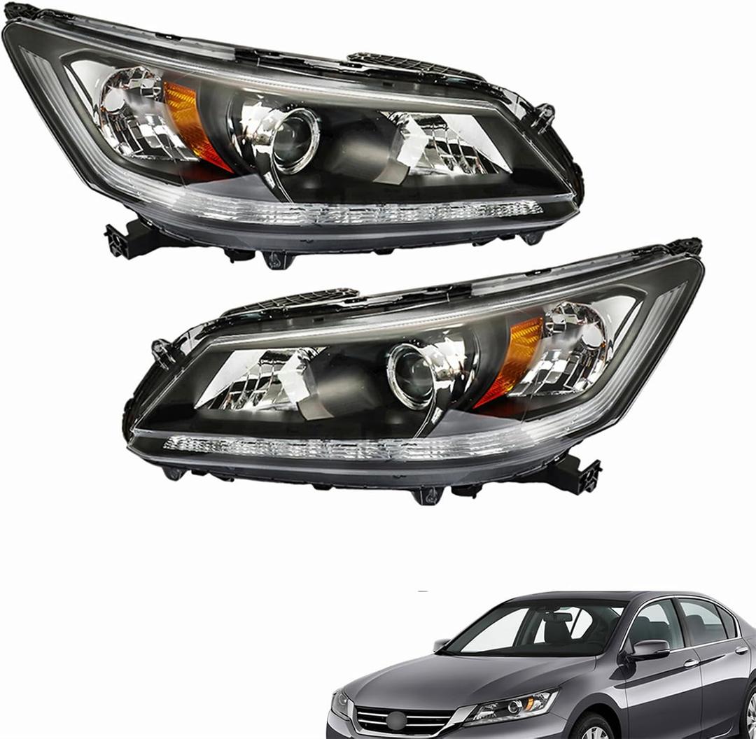 LABLT A Pair Headlight Assembly Replacement for Accord 2013 2014 2015 DRL Headlights Set Driver and Passenger Side HO2502156